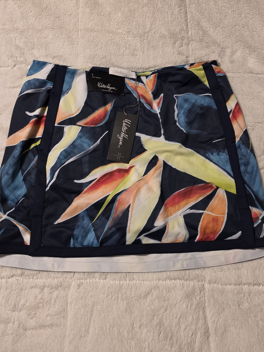 Lady Hagen Navy Floral-Leaf Mini Skirt